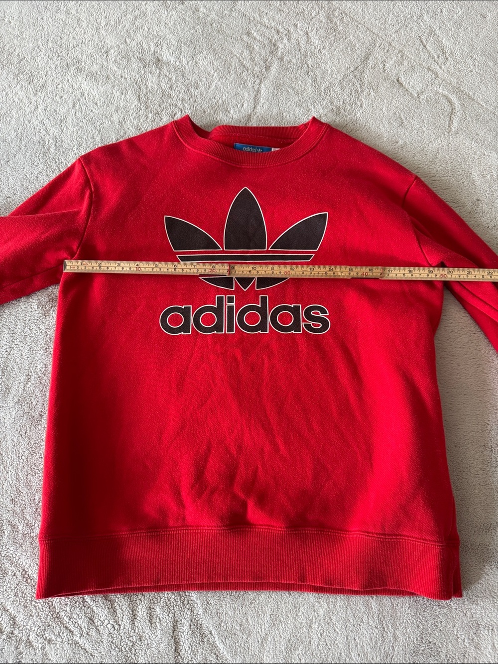 Adidas Originals Trefoil Logo Crewneck Sweatshirt Red Black Spell Out Adult sz S - Picture 8 of 9